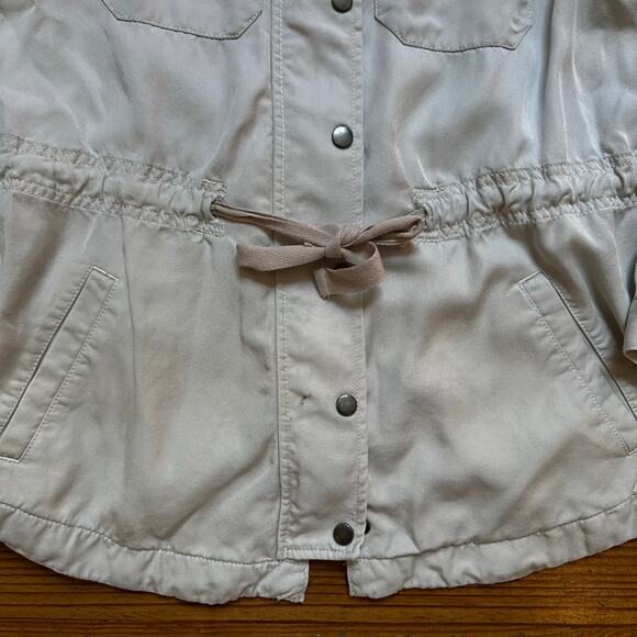 LOFT cream long sleeve full zip snap utility jacket SIZE M - Picture 4 of 7